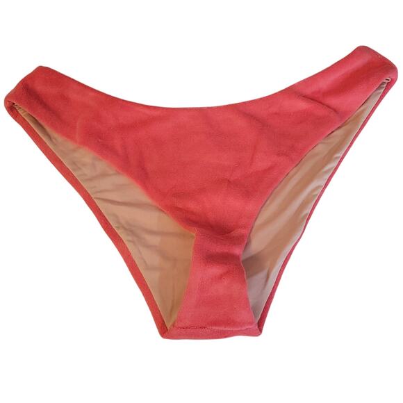 NWT J.Crew Curved Waist Cheeky Bikini Bottom Cotton Terry Salmon Beach Size XL - Picture 1 of 6